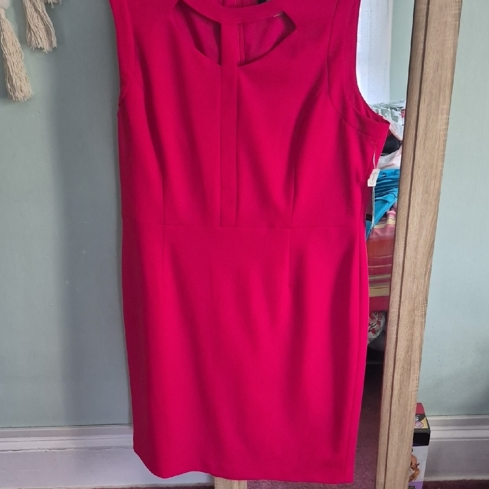 Nine West Sleeveless Fuchsia Sheath Dress
